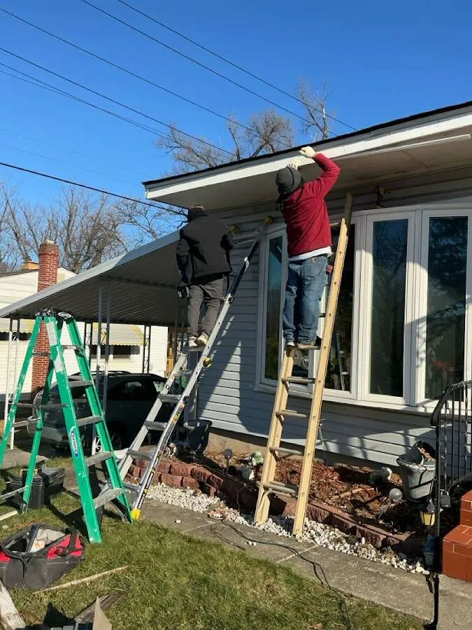 Restoration crew performing exterior repair in Elkhart